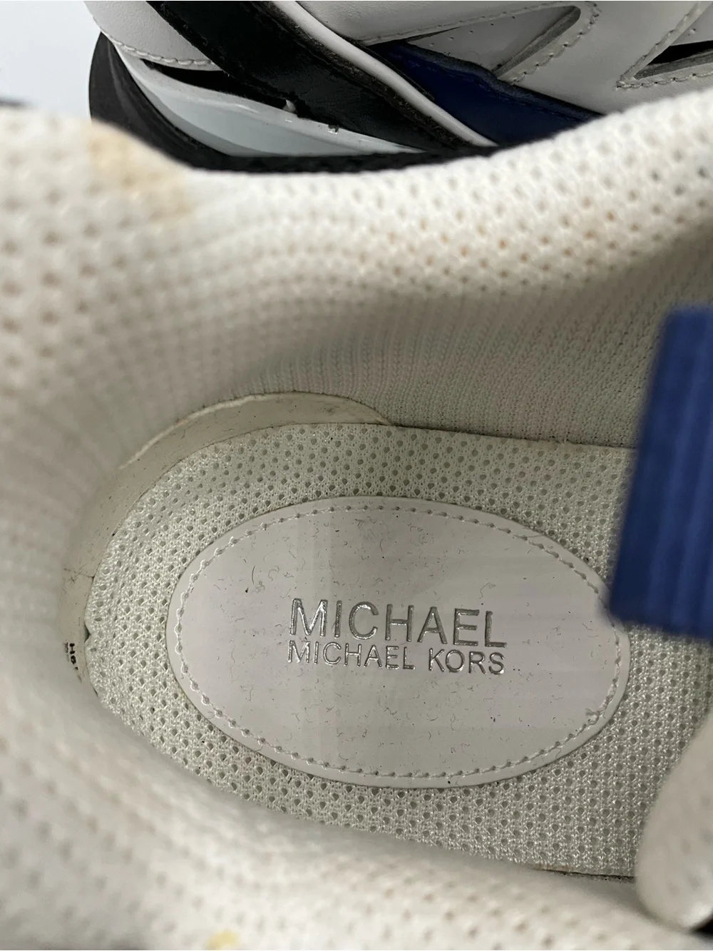Michael Kors Sneakers Size 8m White Trainer Sneakers with Blue Accents